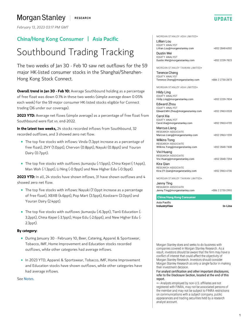 Morgan Stanley-ChinaHong Kong Consumer Southbound Trading TrackingMorgan Stanley-ChinaHong Kong Consumer Southbound Trading Tracking_1.png